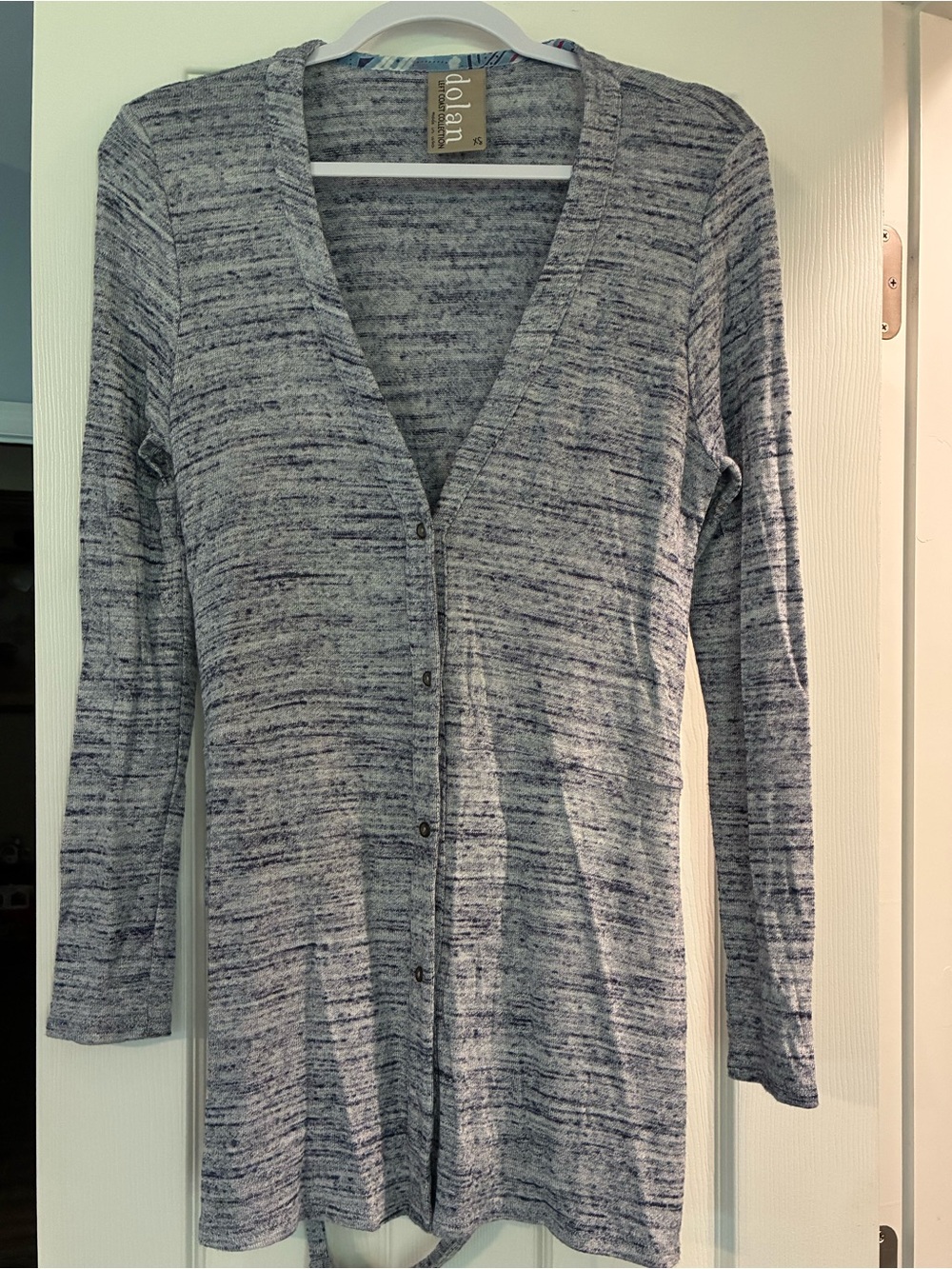 dolan Blue Marled V-Neck Button-Front Cardigan W/Tie Belt